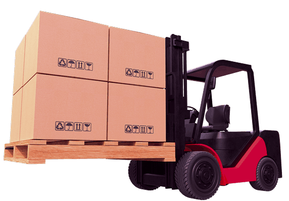 Forklift with cargo boxes